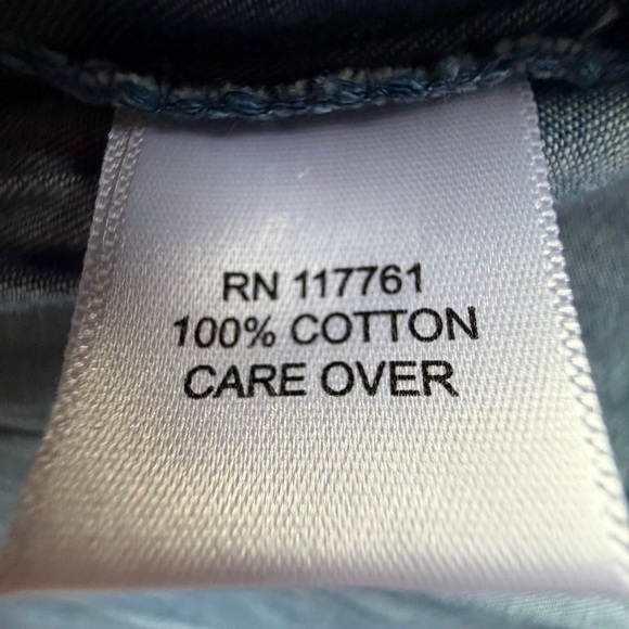 Speed Limit MPH Dress Womens S Blue Chambray Smocked Tiered Ruffle Boho Cottage - Picture 14 of 15